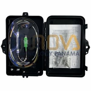 Cajas de terminación de FTTH 4FO, 8FO y 16 FO, IP65 cargada con Splitters y Adaptadores SC/APC, Negra