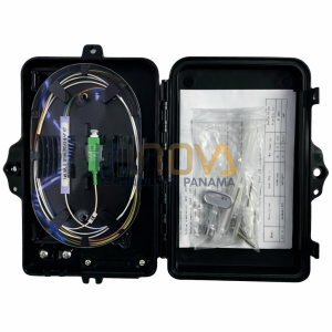Cajas de terminación de FTTH 4FO, 8FO y 16 FO, IP65 cargada con Splitters y Adaptadores SC/APC, Negra